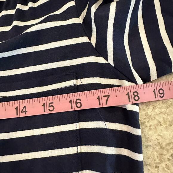 New LA Made top blouse blue and white horizontal striped. Size M - Picture 10 of 12